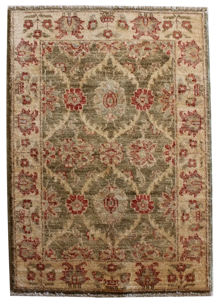 1'10"x2'8" Peshawar Hand Knotted