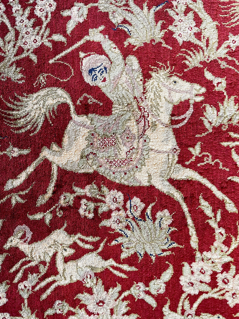 1'11"x3'2" Qum Hand Knotted