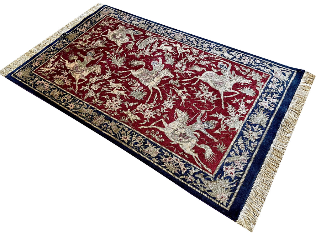 1'11"x3'2" Qum Hand Knotted