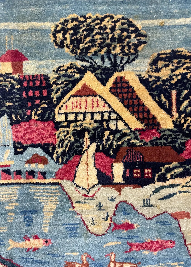 1'2"x2' Tabriz Pictorial Hand Knotted