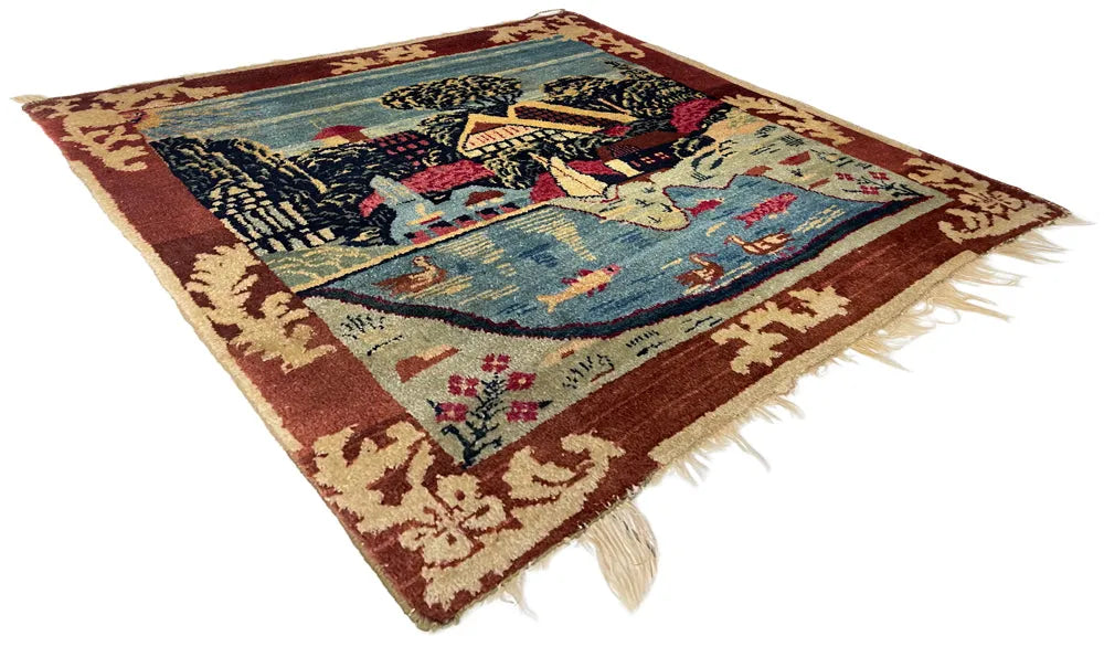 1'2"x2' Tabriz Pictorial Hand Knotted