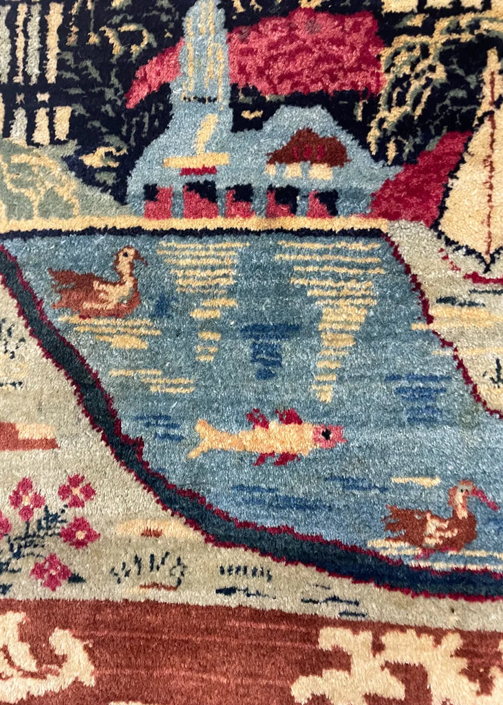 1'2"x2' Tabriz Pictorial Hand Knotted