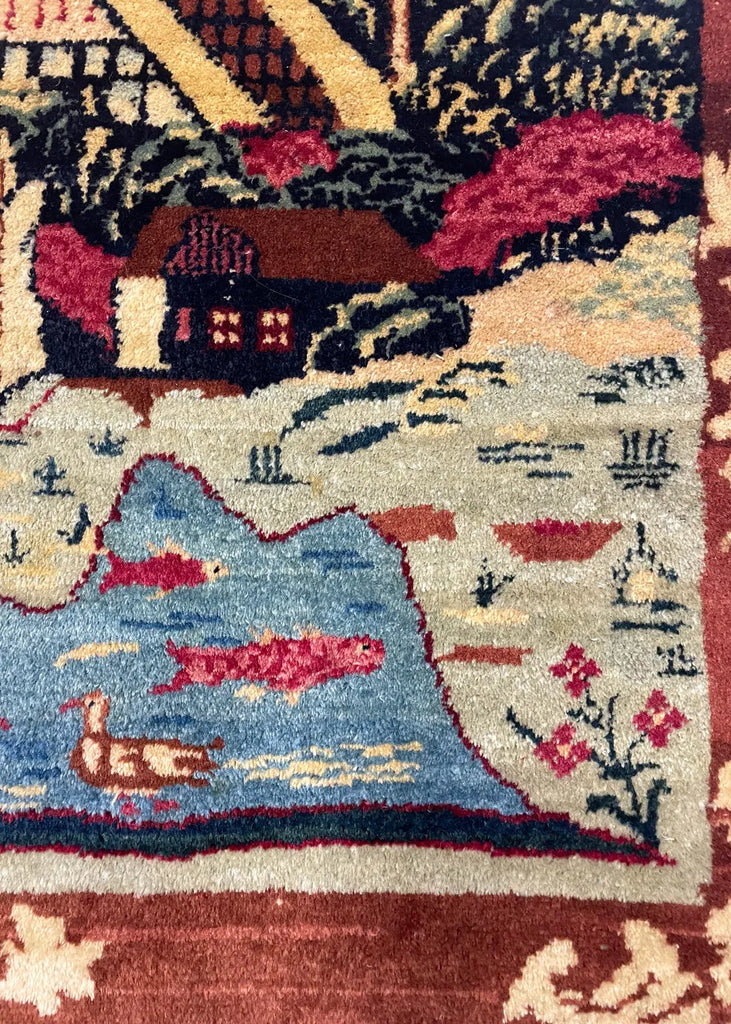 1'2"x2' Tabriz Pictorial Hand Knotted