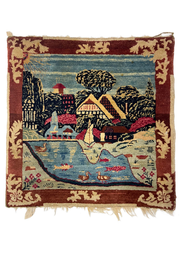 1'2"x2' Tabriz Pictorial Hand Knotted