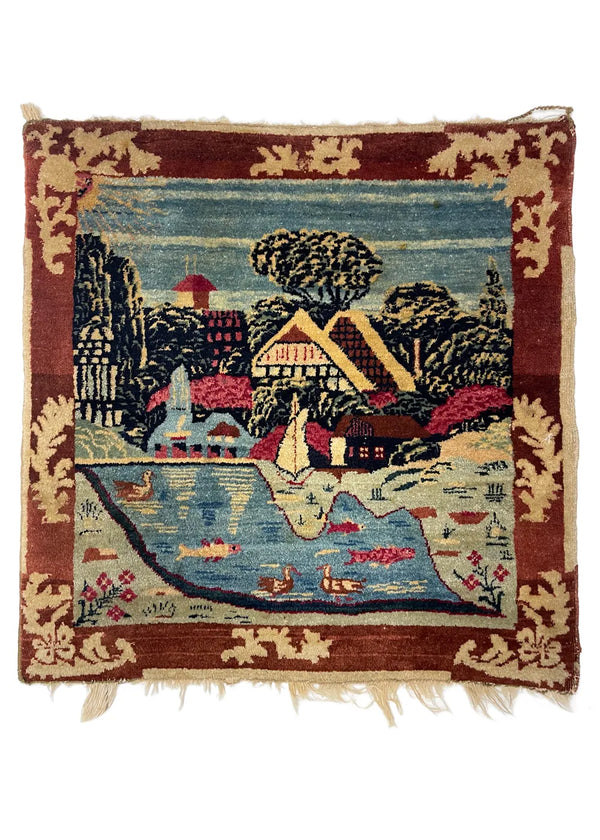 1'2"x2' Tabriz Pictorial Hand Knotted