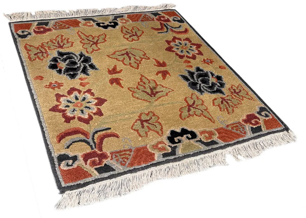 1'7"x1'8" Meditation Mat Hand Knotted