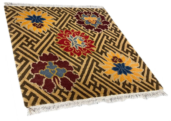 1'8"x1'8" Meditation Mat Hand Knotted