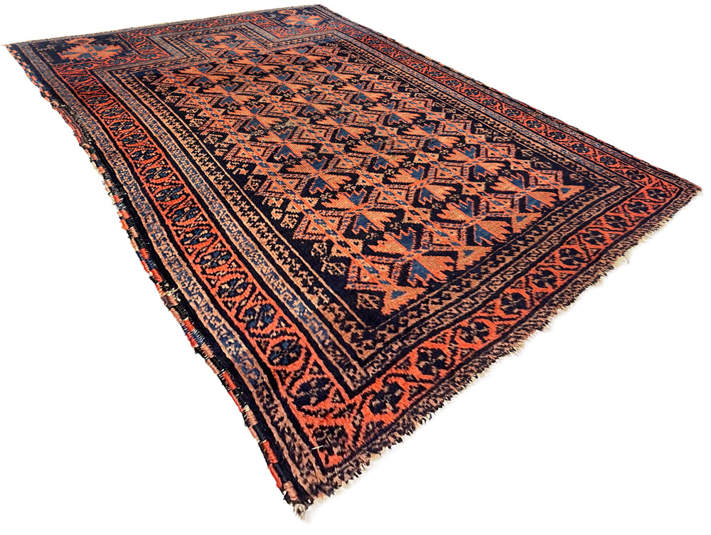 2'10"x4'2" Timuri Baluch Prayer Rug Hand Knotted