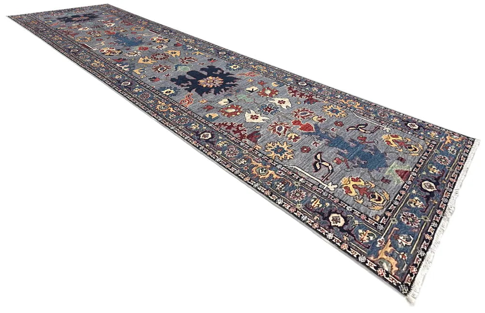 2'11"x11'10" Harshang Hand Knotted