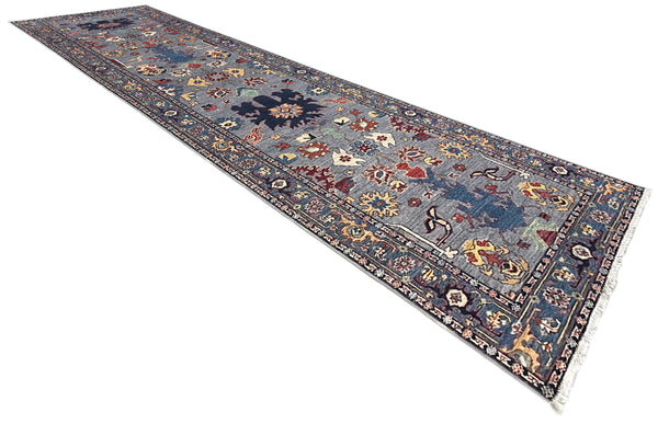 2'11"x11'10" Harshang Hand Knotted