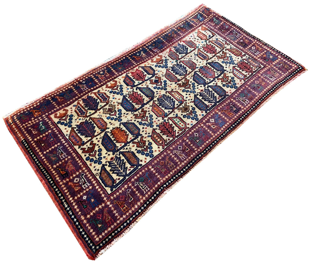 2'11"x1'7" Afshar Hand Knotted