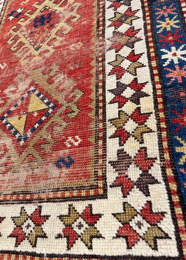 2'11"x3'11" Kazak Hand Knotted