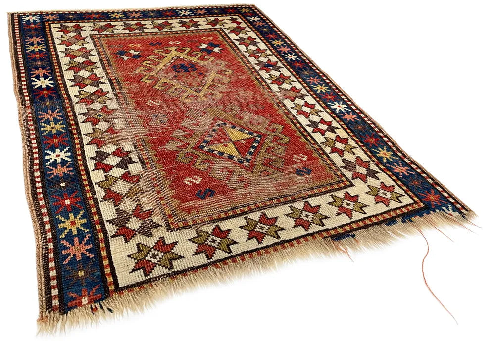 2'11"x3'11" Kazak Hand Knotted