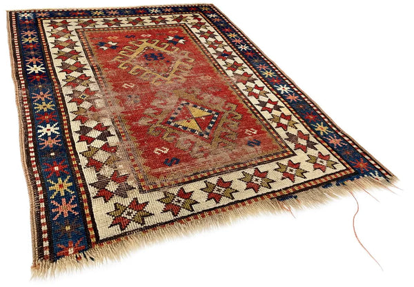 2'11"x3'11" Kazak Hand Knotted
