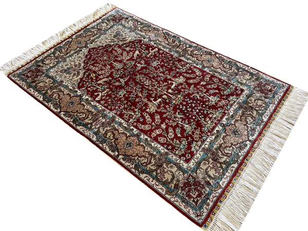 2'1"x3' Garden Scene Hand Knotted