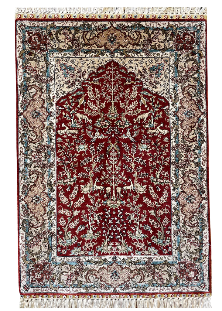 2'1"x3' Garden Scene Hand Knotted