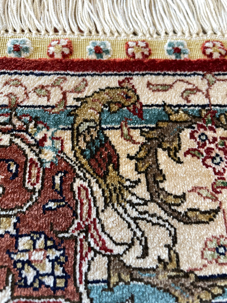 2'1"x3' Garden Scene Hand Knotted