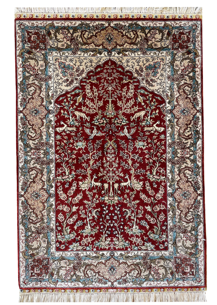 2'1"x3' Garden Scene Hand Knotted