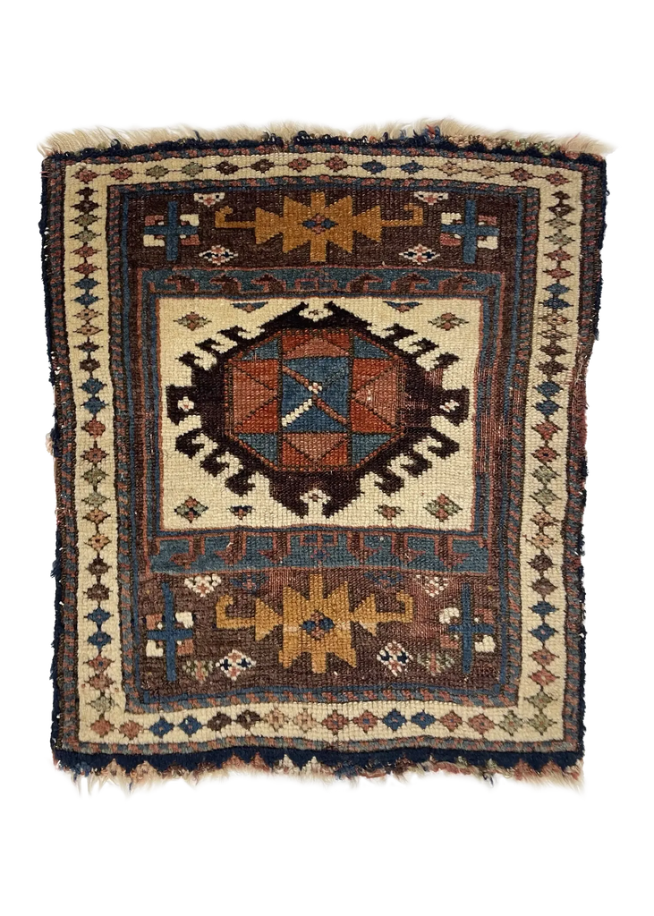 2'2"x1'7" Kurdish Khordjin Hand Knotted