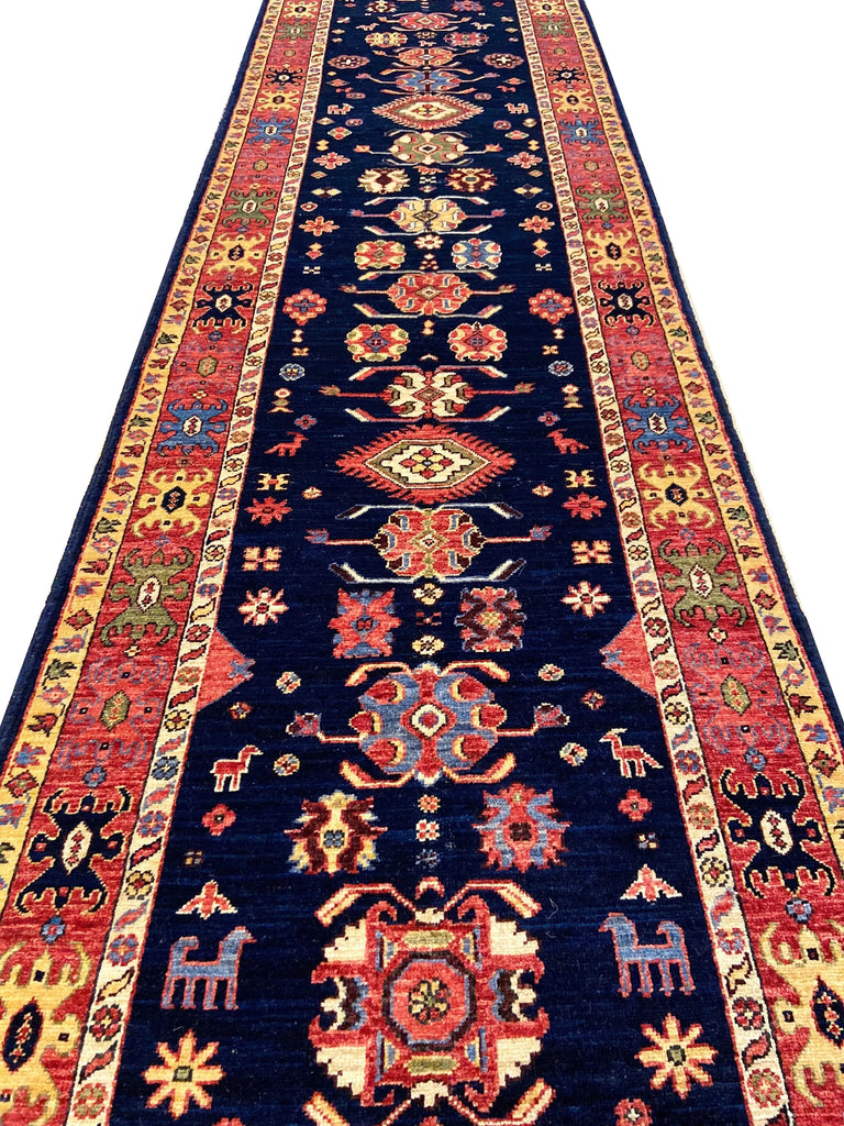 2'6"x11'9" Aspen Blue (s) Hand Knotted