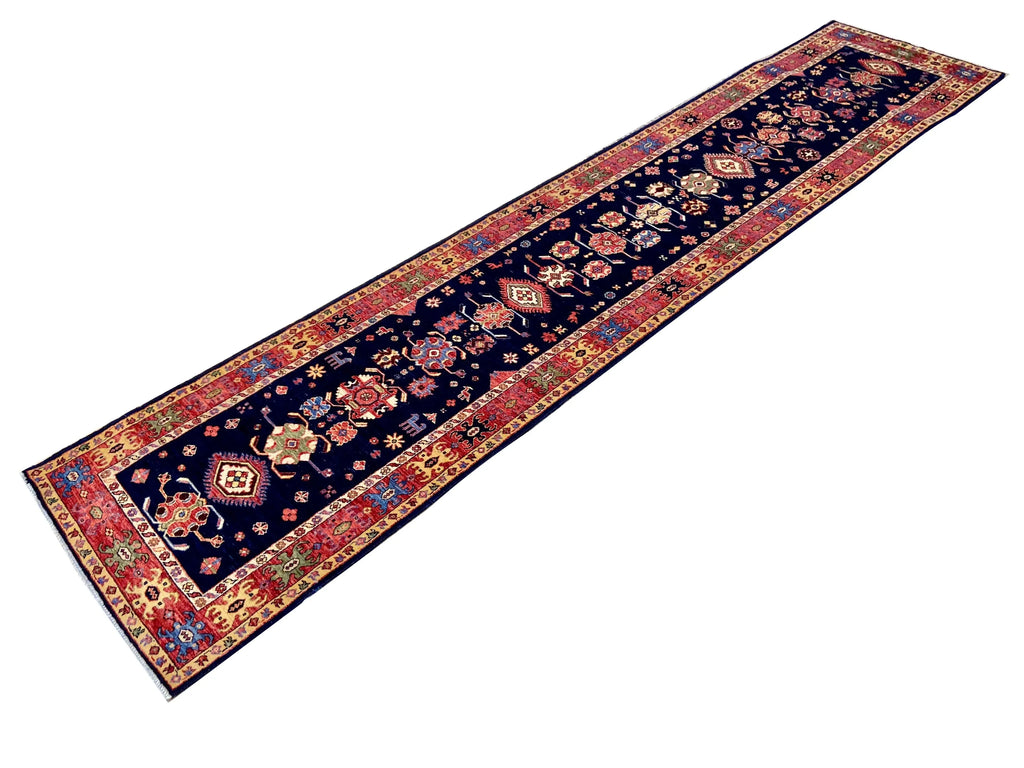 2'6"x11'9" Aspen Blue (s) Hand Knotted