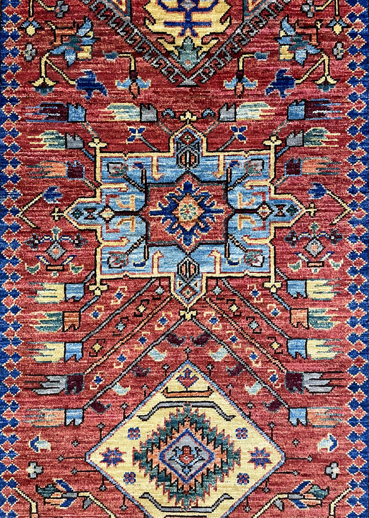 2'6"x13'9" Karaja Hand Knotted