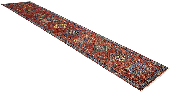 2'6"x13'9" Karaja Hand Knotted