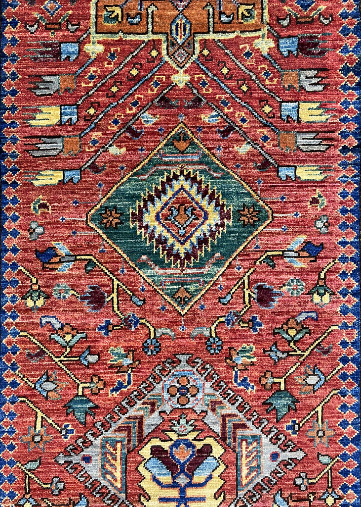 2'6"x13'9" Karaja Hand Knotted