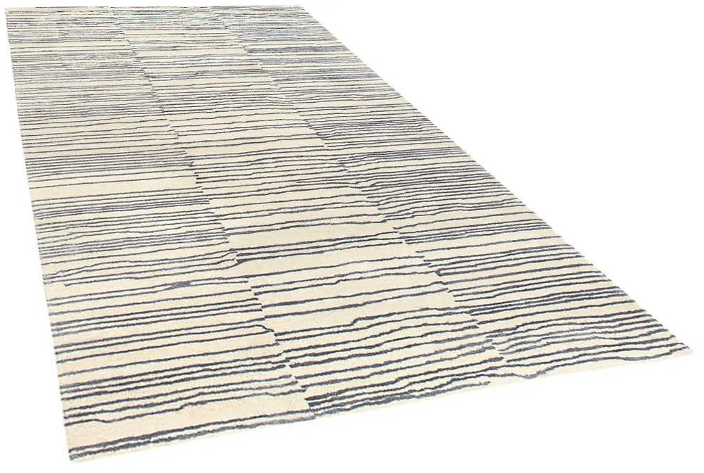 2'6"x8 Striae pewter blue (s) Hand Knotted