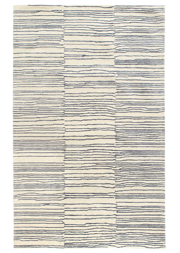 2'6"x8 Striae pewter blue (s) Hand Knotted