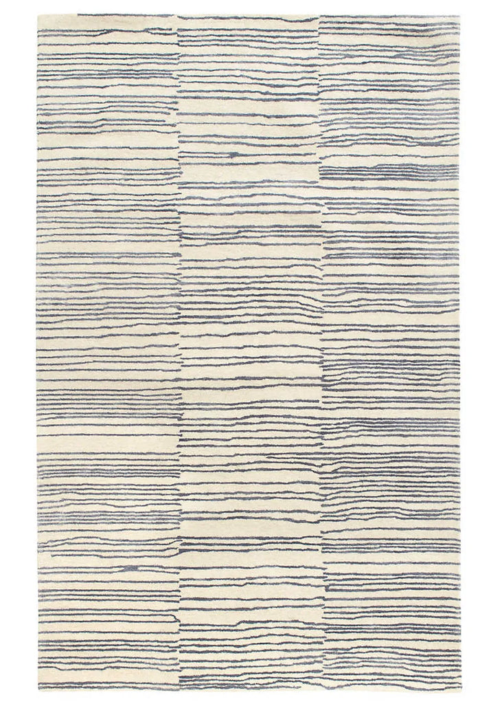 2'6"x8 Striae pewter blue (s) Hand Knotted