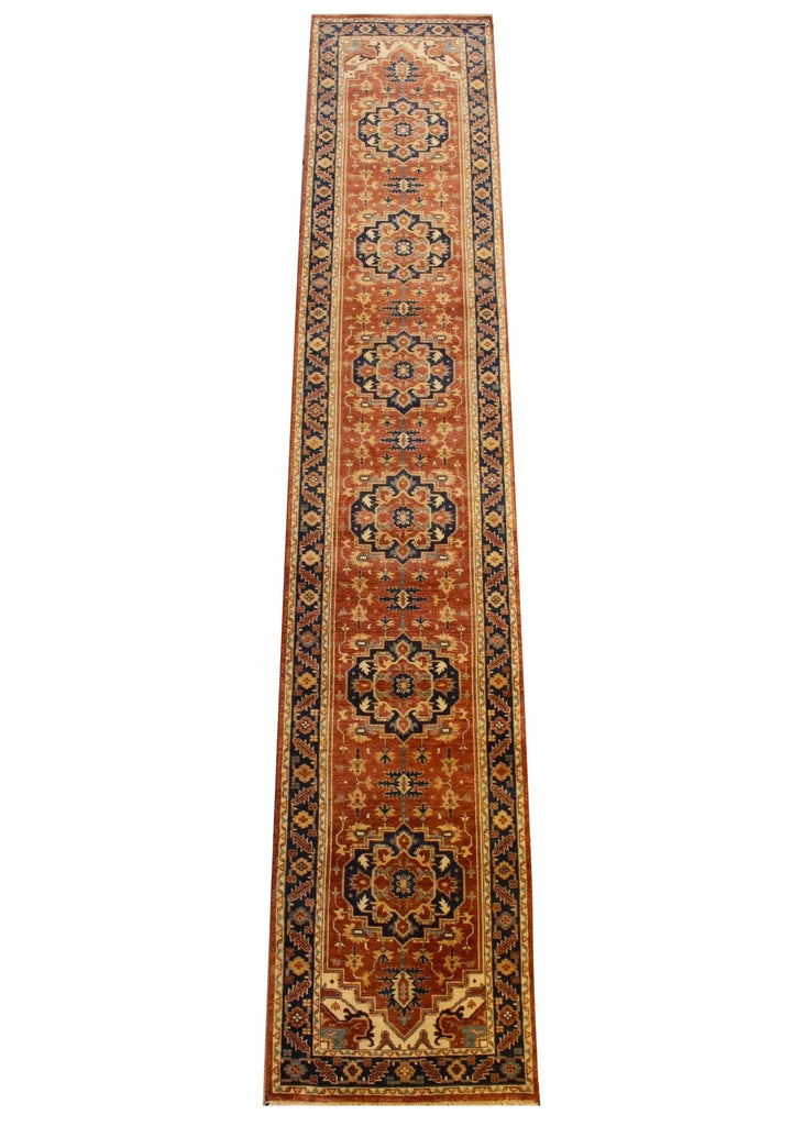 2'7"x14' Indo-Serapi Hand Knotted