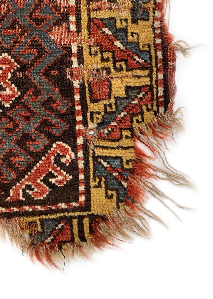 2'7"x3'2" Borchalou Kazak Fragment Hand Knotted