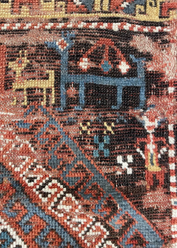 2'7"x3'2" Borchalou Kazak Fragment Hand Knotted