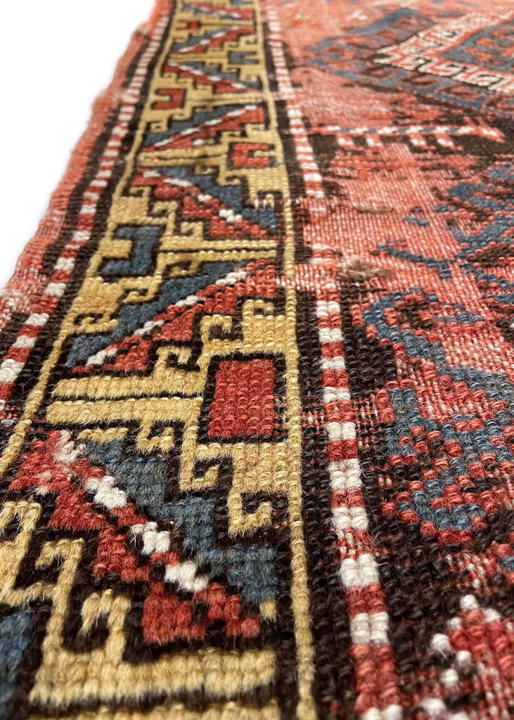 2'7"x3'2" Borchalou Kazak Fragment Hand Knotted