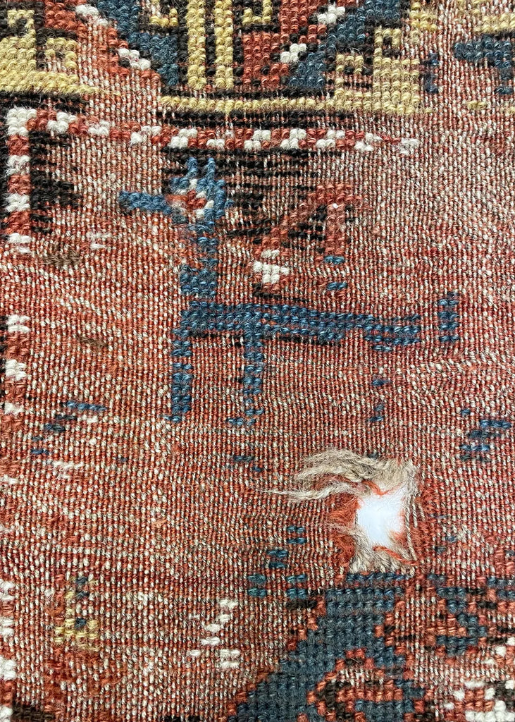 2'7"x3'2" Borchalou Kazak Fragment Hand Knotted