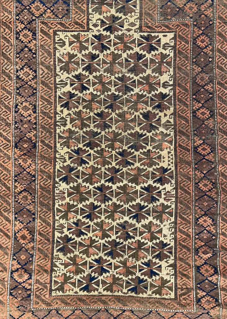 2'7"x4'10" Baluch Prayer Rug Hand Knotted