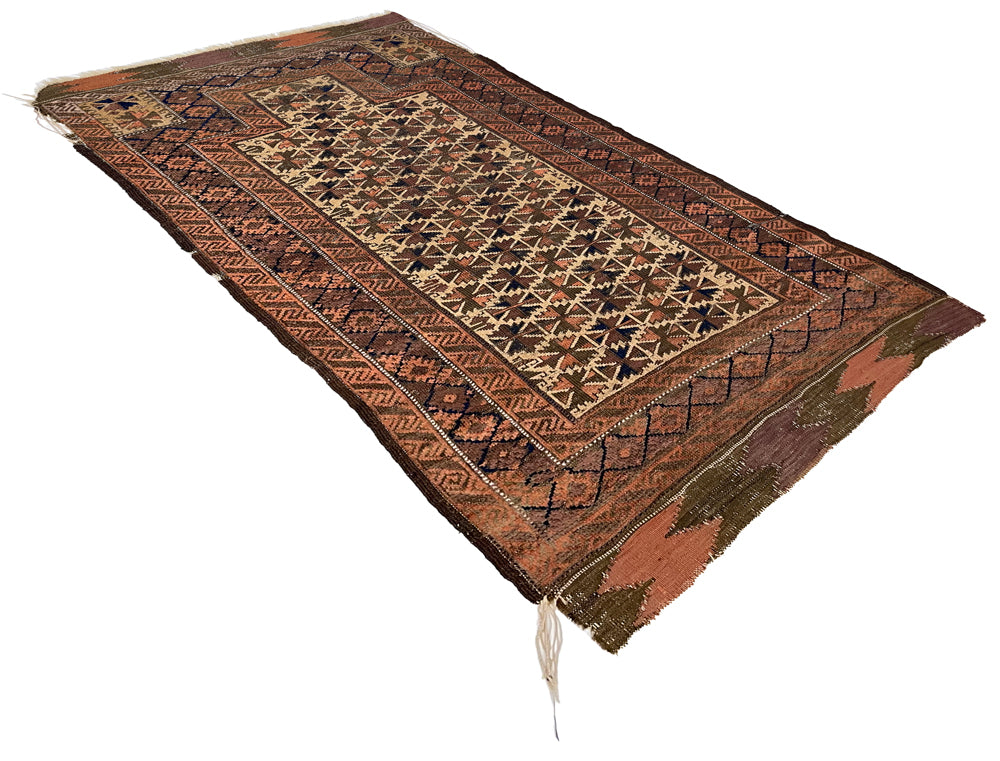 2'7"x4'10" Baluch Prayer Rug Hand Knotted