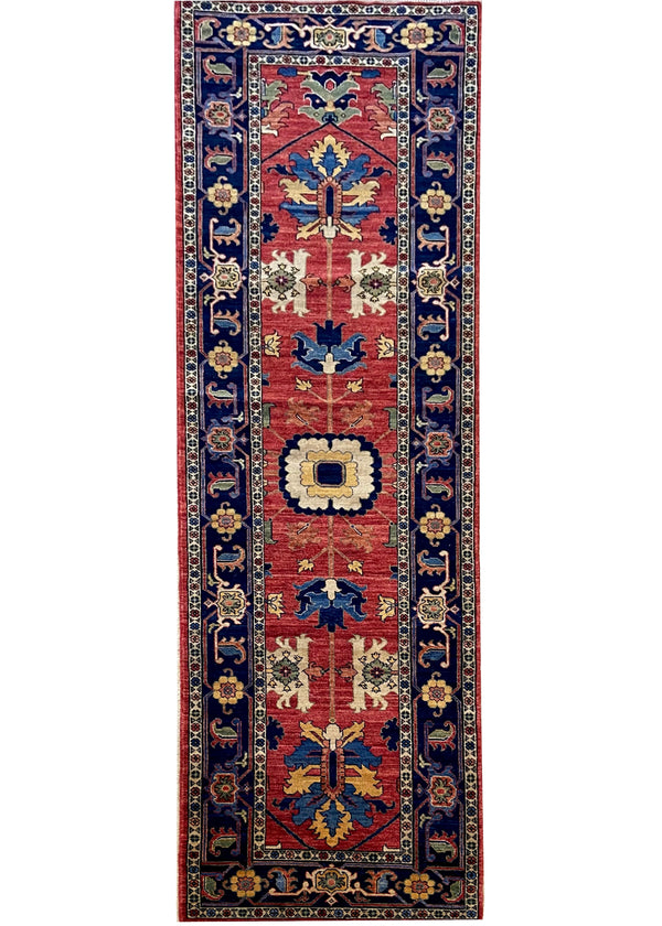 2'8"x10'Afghan Heriz Hand Knotted