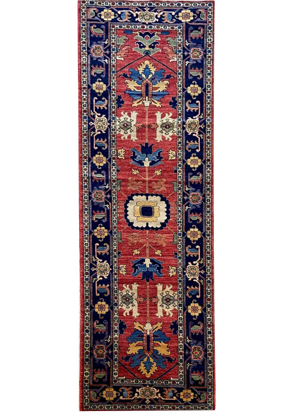 2'8"x10'Afghan Heriz Hand Knotted