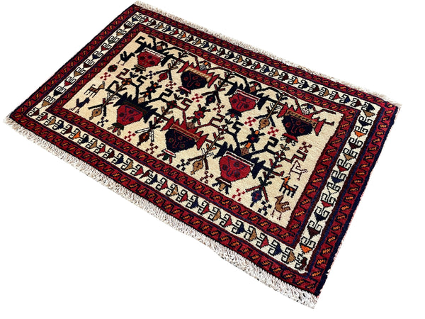 2'8"x1'8" Afshar Balsht Hand Knotted