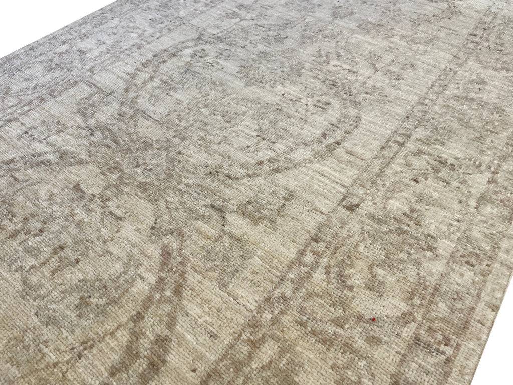 2'8"x9'9" White Wash Peshawar Hand Knotted