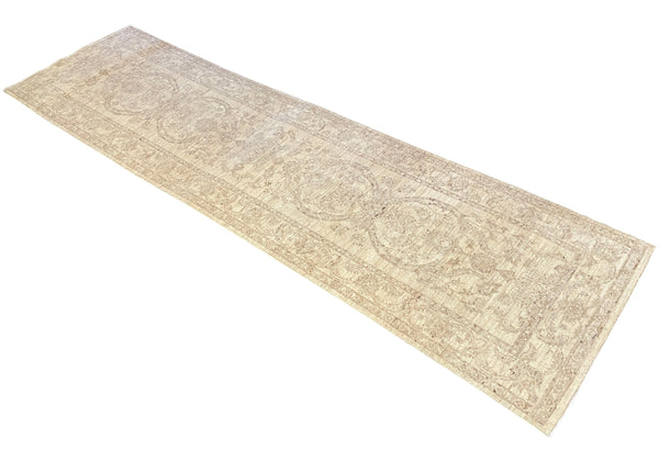 2'8"x9'9" White Wash Peshawar Hand Knotted
