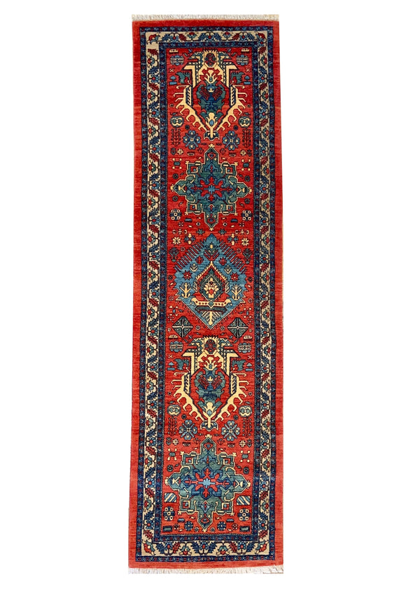 2'9"x10'1" Karaja Hand Knotted