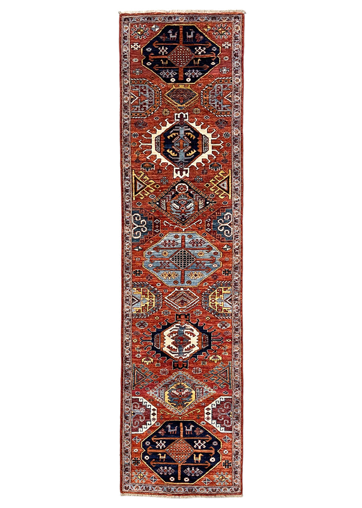 2'9"x10'9" Karaja Hand Knotted
