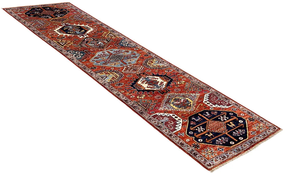 2'9"x10'9" Karaja Hand Knotted