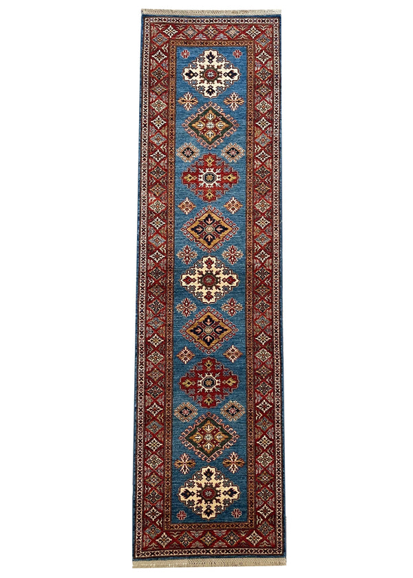 2'9"x10' Afghan-Kazak Hand Knotted