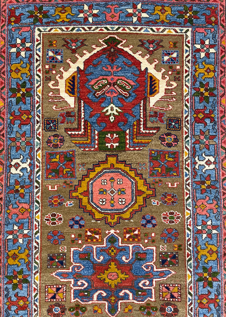 2'9"x12'1" Heriz Hand Knotted