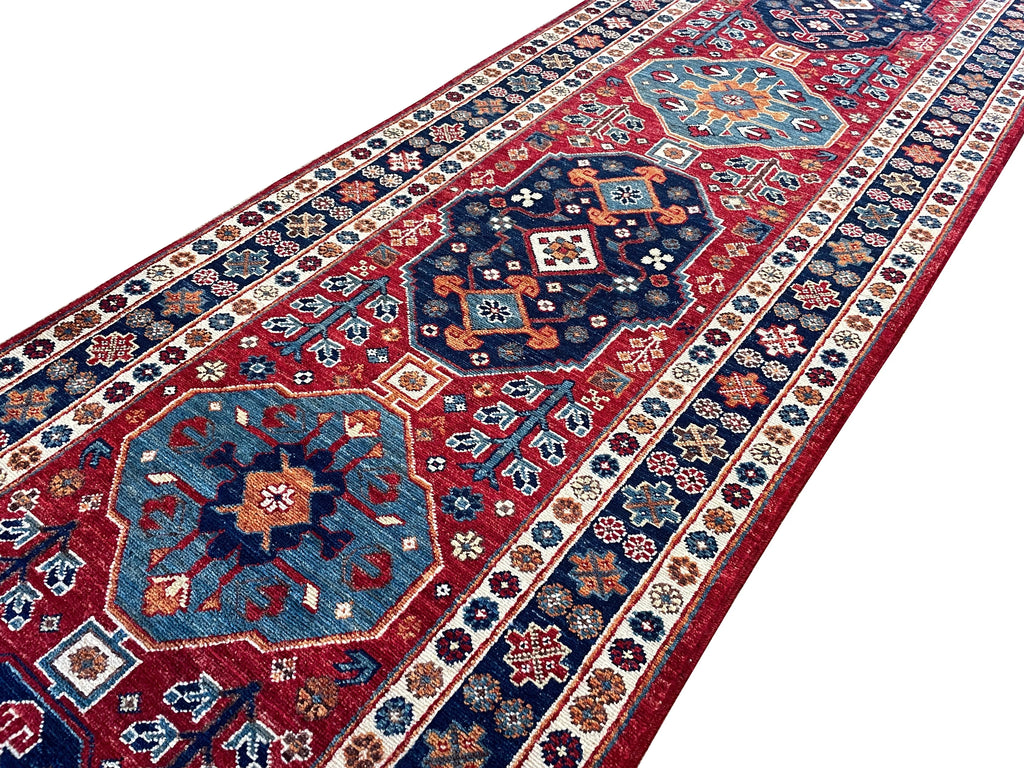2'9"x16'2" Afghan Kuba Hand Knotted
