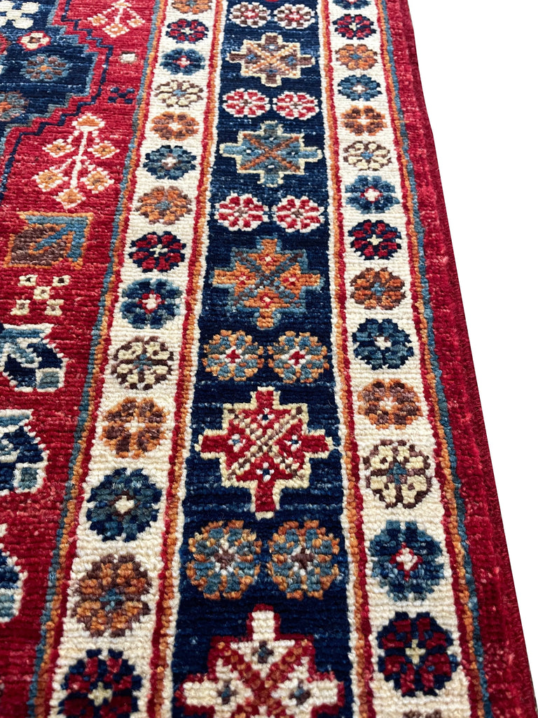 2'9"x16'2" Afghan Kuba Hand Knotted